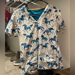 Carhartt Women's Top with Blue Horse Print